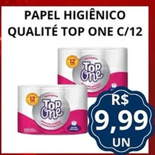 Recorte do encarte de Papel Higiênico Qualité Top One 12 un