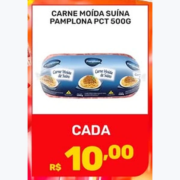 Recorte do encarte de Carne Moída Suína Pamplona 500 g