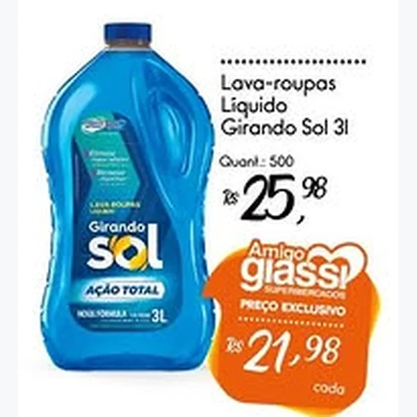 Lava-roupas Líquido Girando Sol 3 L