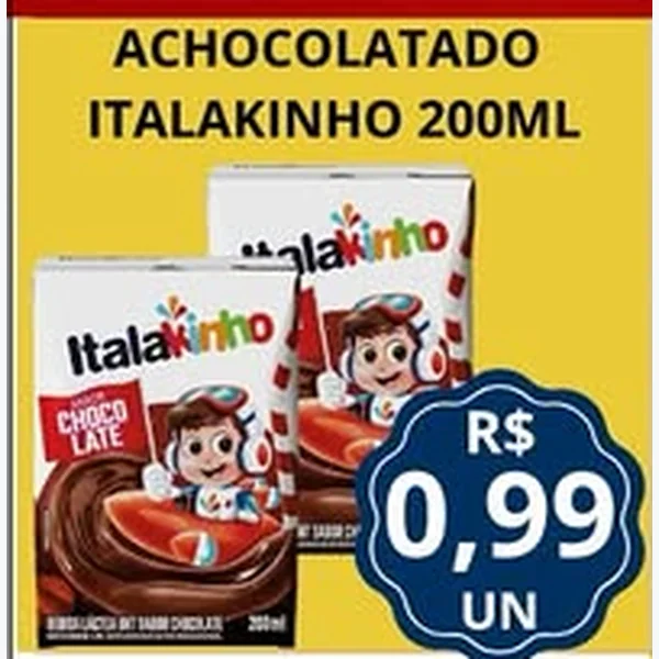 Recorte do encarte de Achocolatado Italakinho 200 ml