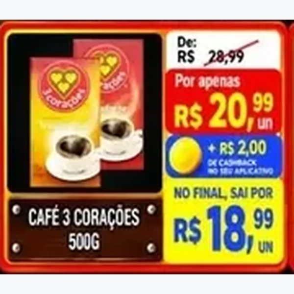 Recorte do encarte de Café 3 Corações 500 g
