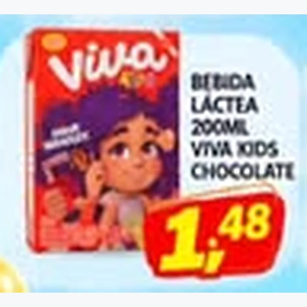 Recorte do encarte de Bebida Láctea Kids Chocolate Viva 200 ml