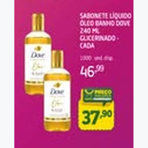 Recorte do encarte de Sabonete Líquido Óleo Banho Dove 240 ml