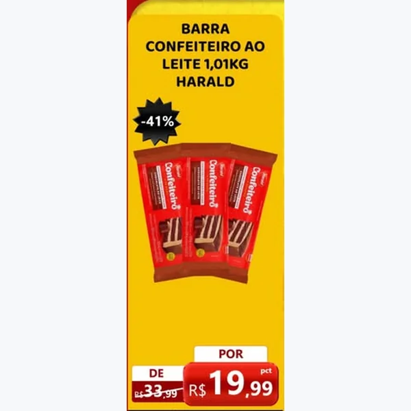 Barra Confeiteiro ao Leite Harald 1,01 kg