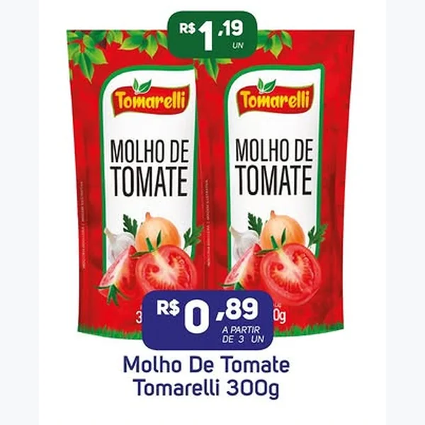 Recorte do encarte de Molho de Tomate Tomarelli 300 g