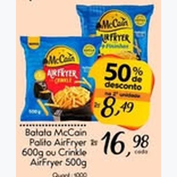 Recorte do encarte de Batata Palito Airfryer McCain 600 g