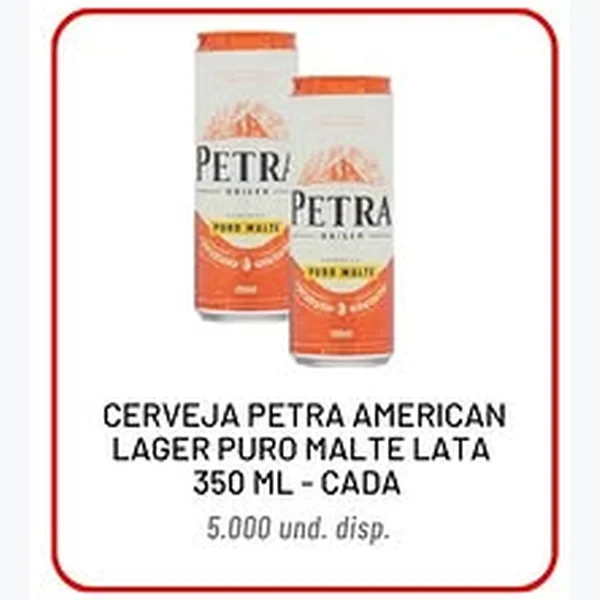 Recorte do encarte de Cerveja American Lager Puro Malte Petra 350 ml