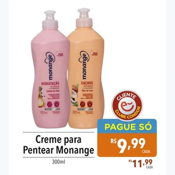 Recorte do encarte de Creme para Pentear Cachos Definidos Monange 300 ml