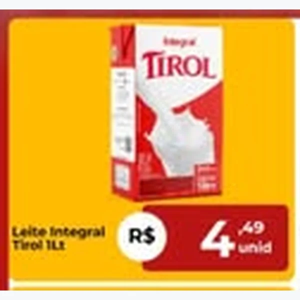 Recorte do encarte de Leite Integral Tirol 1 L