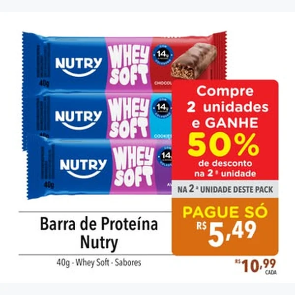 Recorte do encarte de Barra de Proteína Whey Soft Nutry 40 g