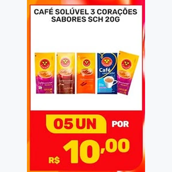 Recorte do encarte de Café Solúvel 3 Corações 20 g