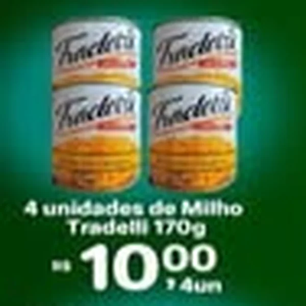 Recorte do encarte de Milho Tradelli 170 g