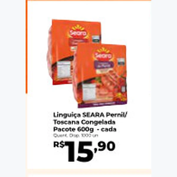 Recorte do encarte de Linguiça Pernil SEARA 600 g