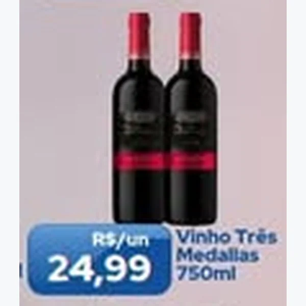 Recorte do encarte de Vinho Três Medallas 750 ml
