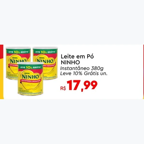 Recorte do encarte de Leite em Pó Instantâneo NINHO 380 g