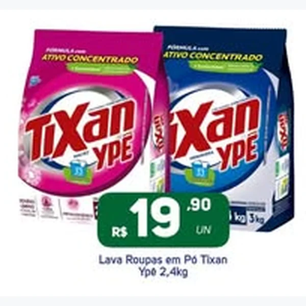 Recorte do encarte de Lava Roupas em Pó Tixan Ypê 2,4 kg
