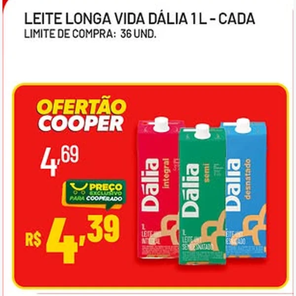Recorte do encarte de Leite Longa Vida Dália 1 L