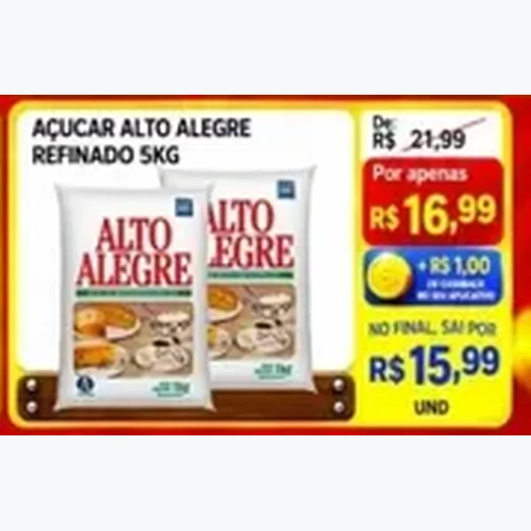 Açúcar Refinado Alto Alegre 5 kg