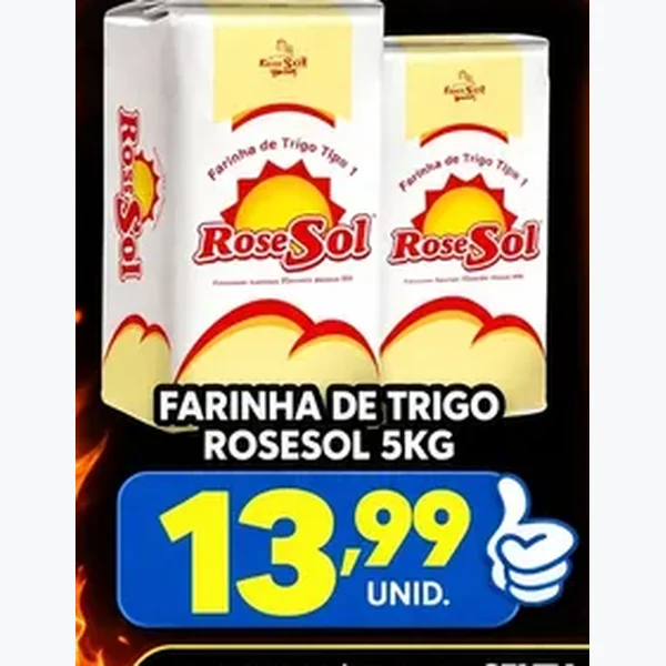 Recorte do encarte de Farinha de Trigo Tipo 1 RoseSol 5 kg