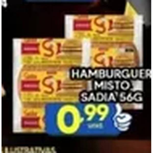 Recorte do encarte de Hambúrguer Misto Sadia 56 g