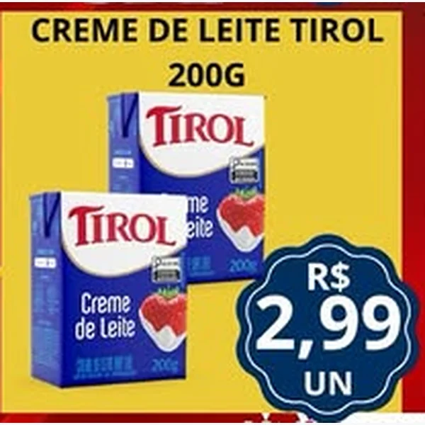 Recorte do encarte de Creme de Leite Tirol 200 g