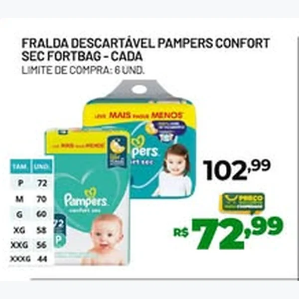 Fralda Descartável Confort Sec Pampers