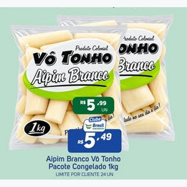Recorte do encarte de Aipim Branco Congelado Vô Tonho 1 kg
