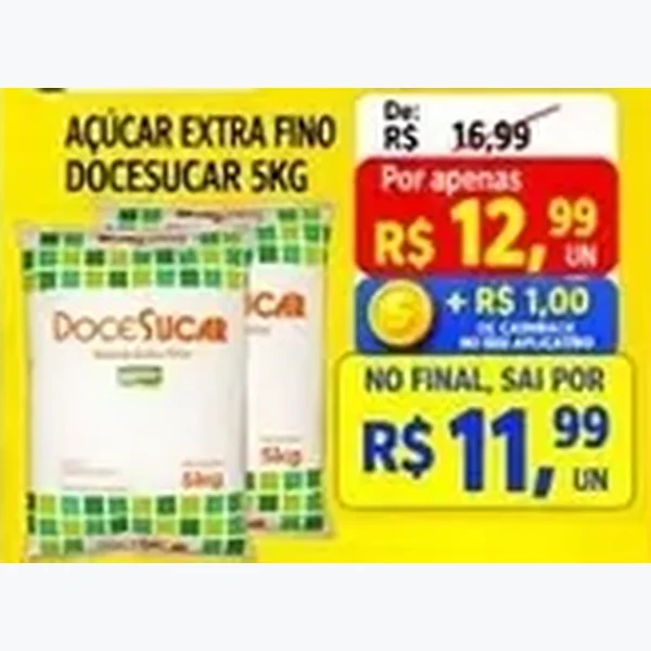Recorte do encarte de Açúcar Extra Fino Docesucar 5 kg