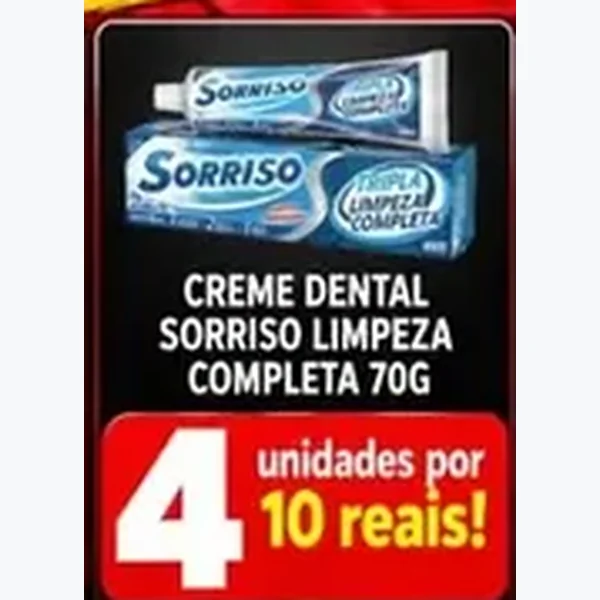 Recorte do encarte de Creme Dental Limpeza Completa Sorriso 70 g