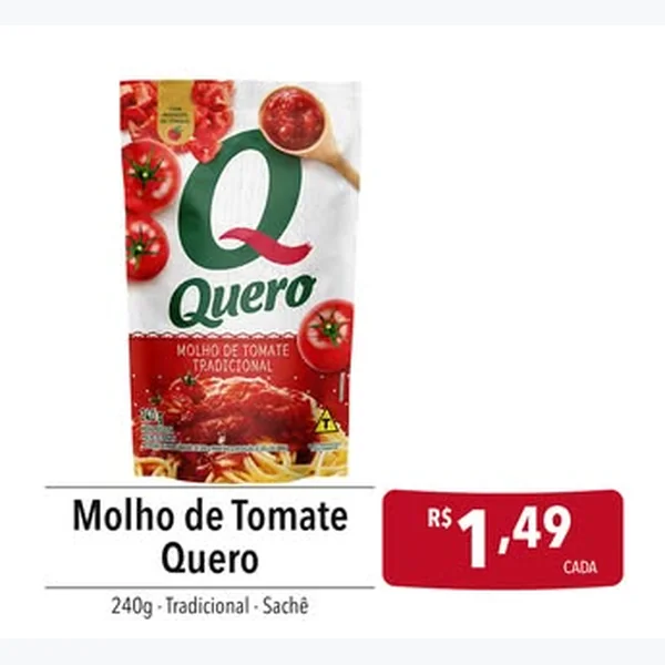 Recorte do encarte de Molho de Tomate Tradicional Quero 240 g