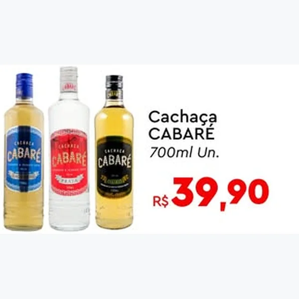Recorte do encarte de Cachaça Cabaré 700 ml