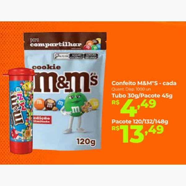Recorte do encarte de Confeito M&M'S 120 g