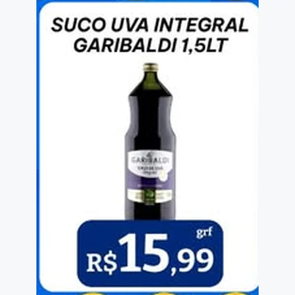 Recorte do encarte de Suco de Uva Integral Garibaldi 1,5 L