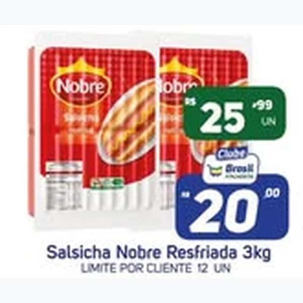 Recorte do encarte de Salsicha Resfriada Nobre 3 kg