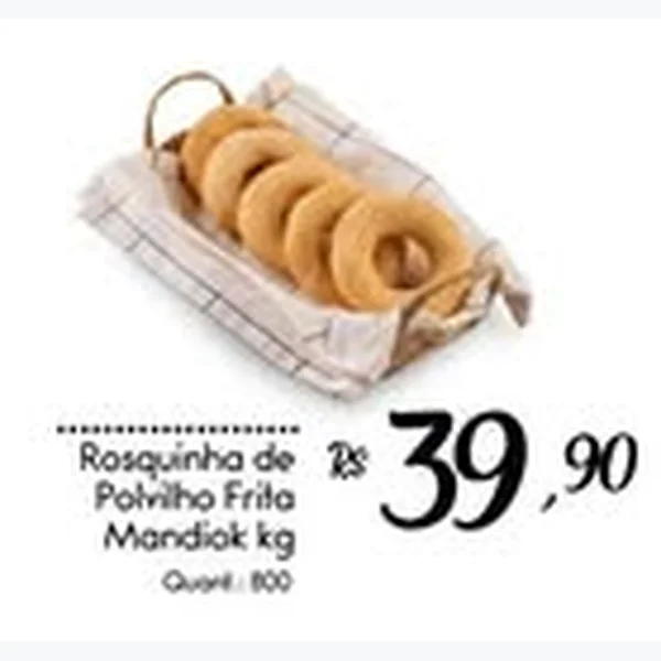 Recorte do encarte de Rosquinha de Polvilho Frita Mandiok