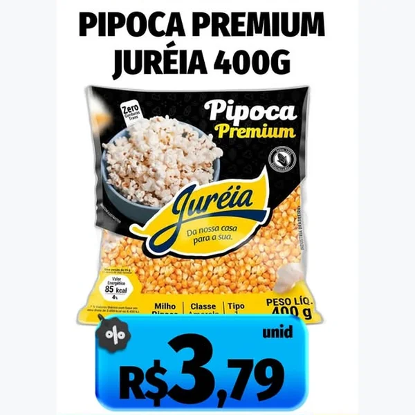 Recorte do encarte de Pipoca Premium Juréia 400 g