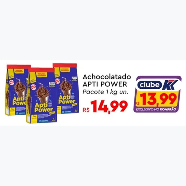 Recorte do encarte de Achocolatado Power Apti 1 kg