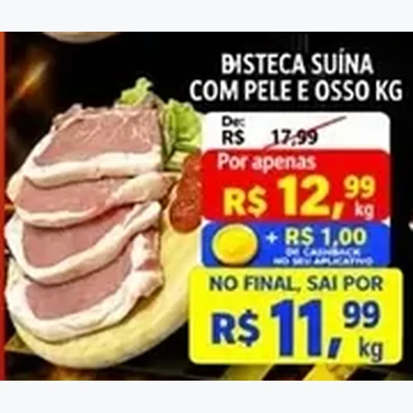 Recorte do encarte de Bisteca Suína com Pele e Osso