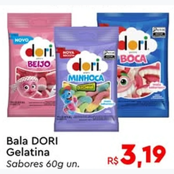 Recorte do encarte de Bala Gelatina Dori 60 g