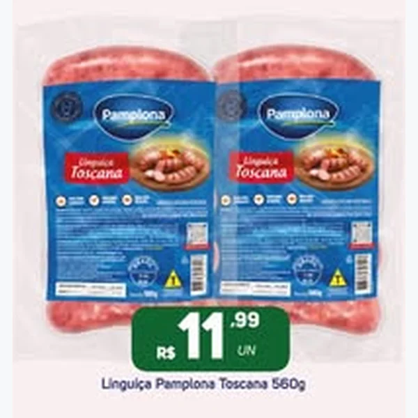 Recorte do encarte de Linguiça Toscana Pamplona 560 g