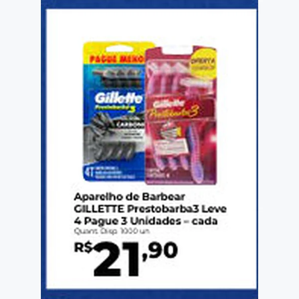 Recorte do encarte de Aparelho de Barbear GILLETTE 4 un