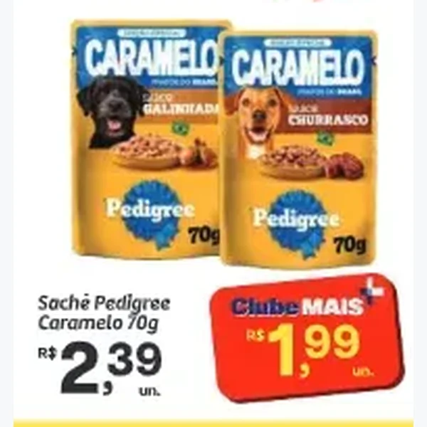 Recorte do encarte de Sachê Pedigree 70 g