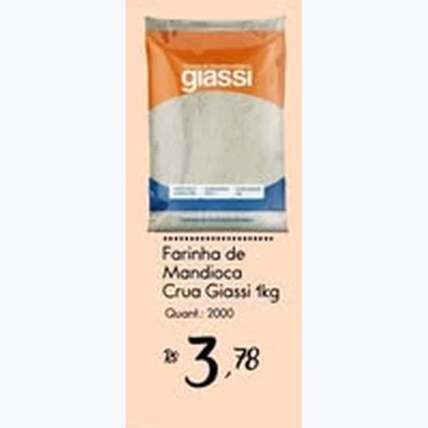 Recorte do encarte de Farinha de Mandioca Crua Giassi 1 kg