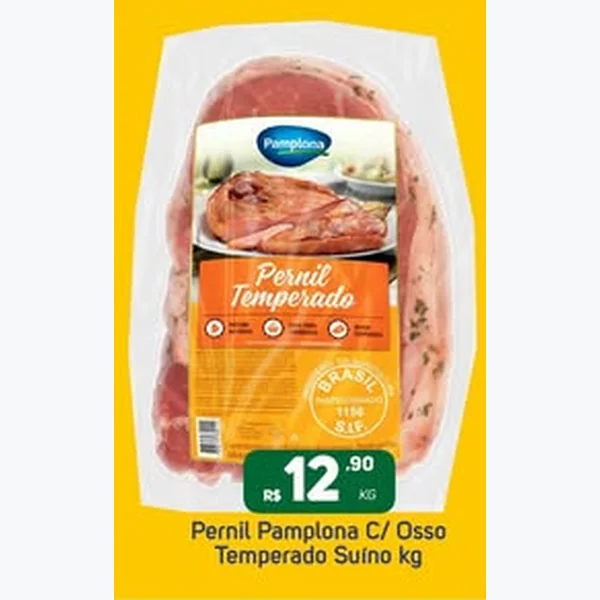 Recorte do encarte de Pernil Temperado com Osso Pamplona