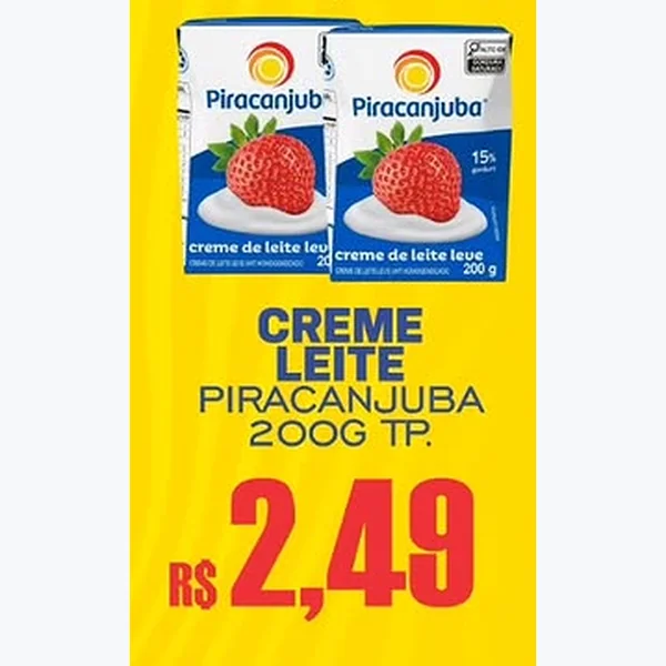 Recorte do encarte de Creme de Leite Leve Piracanjuba 200 g