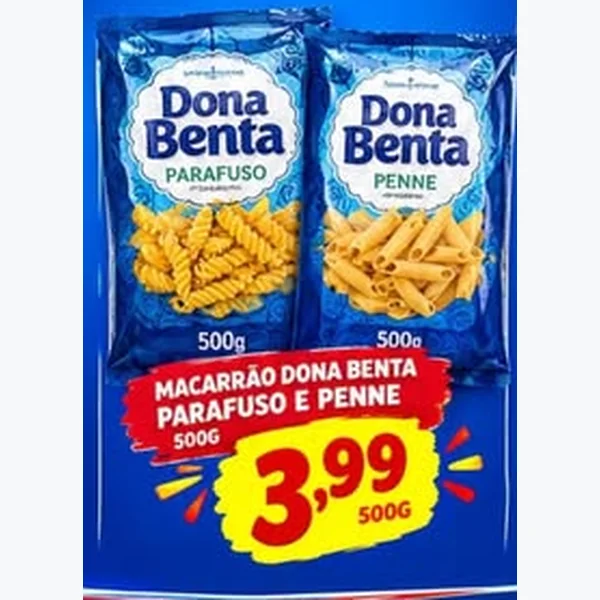 Recorte do encarte de Macarrão Penne Dona Benta 500 g
