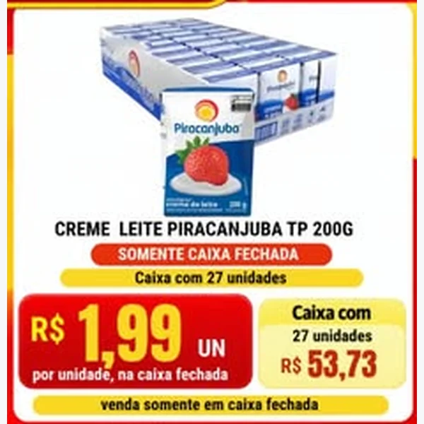 Recorte do encarte de Creme de Leite Piracanjuba 27 un × 200 g