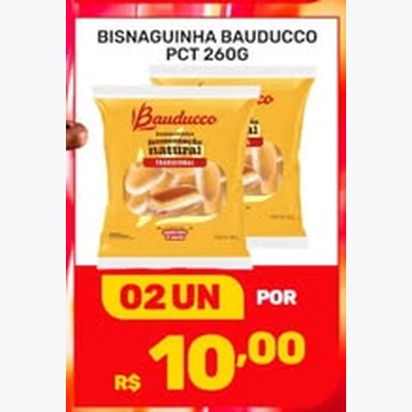 Recorte do encarte de Bisnaguinha Bauducco 2 un × 260 g