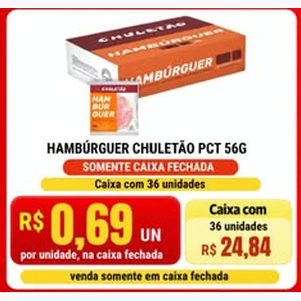 Recorte do encarte de Hambúrguer Chuletão 36 un × 56 g