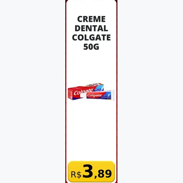 Recorte do encarte de Creme Dental Colgate 50 g